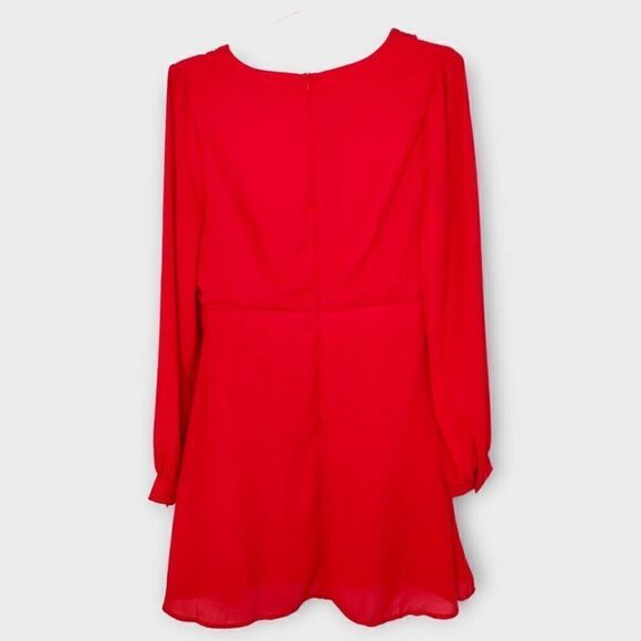 Lulus Womens Dress Sz Large Ecstatic Harmony Red Chiffon Glamourcore Cottagecore - Picture 2 of 12